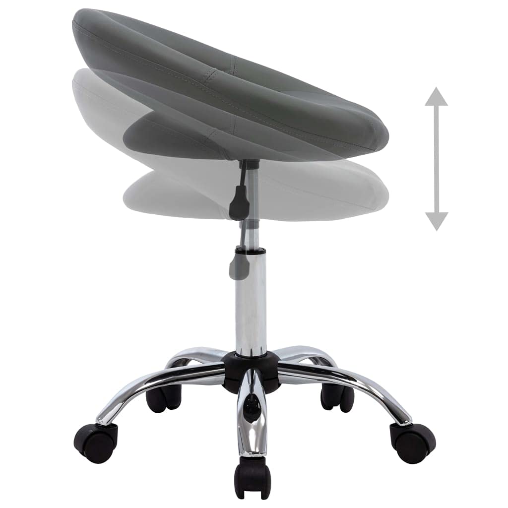 Taboret roboczy ze sztucznej skóry szary z kół
