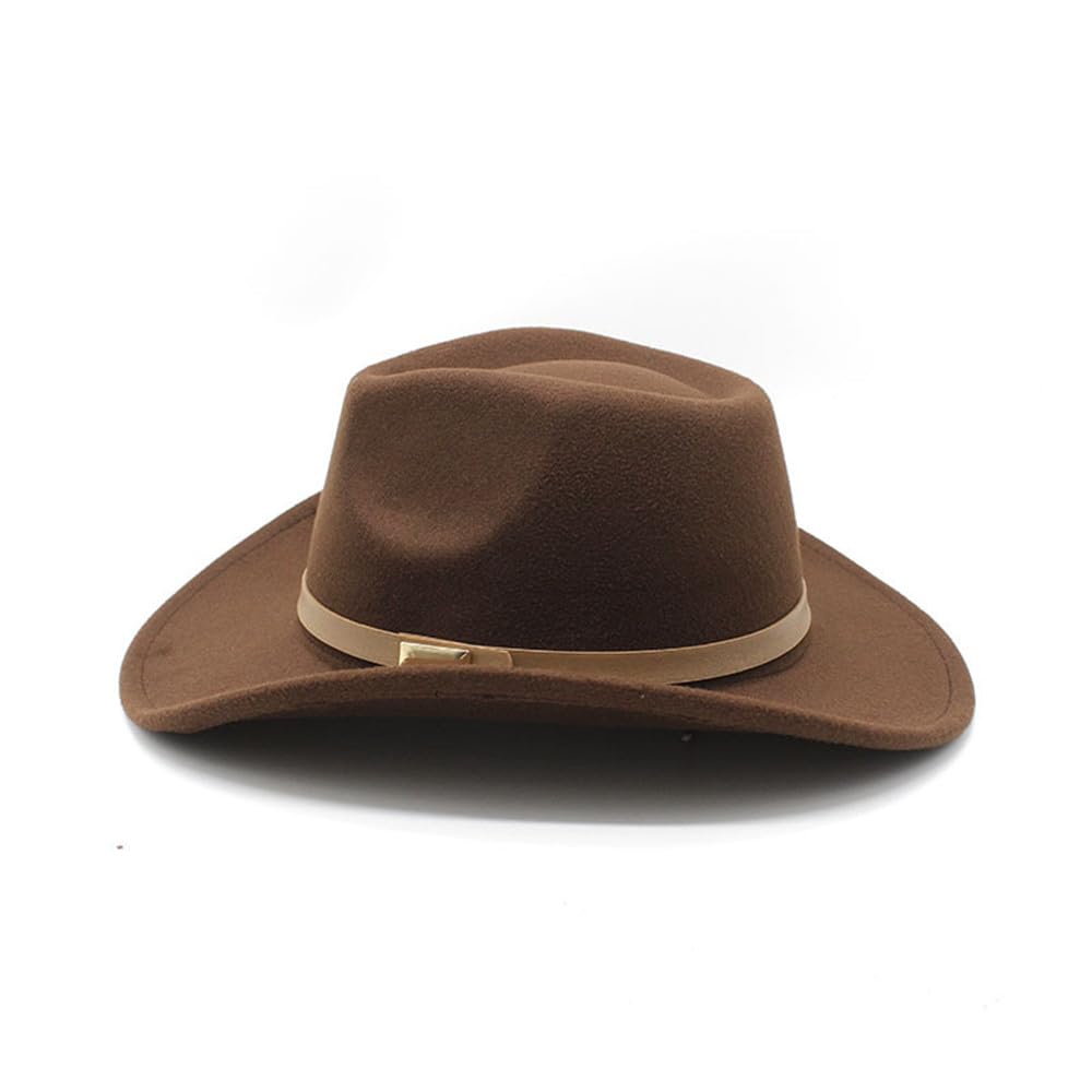 LIDHAY Cappello da cowgirl da cowboy occidentale classico in feltro a tesa larga con fibbia per cintura