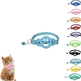 Cute Footprint Cat Collar with Bell - Breakaway Safety Collar for Small Cats & Dogs - Adjustable Nylon Pet Collar- Lightweight & Comfortable for Everyday Wear, Training & Outdoor Use (Light Blue)