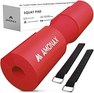 AMONAX Barbell Squat Pad, Extra Thick Foam Padding for Neck & Shoulder Support, Heavy Duty Gym Fitness Workout Cover for Women Hip Thrusts, Weight Lifting and Heavy Weight Squats