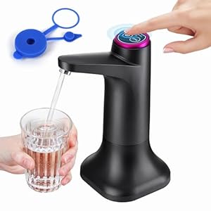 HiPiCok 5 Gallon Water Pump, Water Dispenser for 5 Gallon Bottle, USB Rechargeable Water Jug Dispenser, Portable Automatic Water Pump for Home, Black