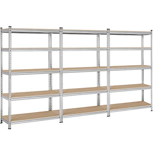Yaheetech Heavy Duty Shelving, 5-Shelf Garage Shelves Commercial Storage Racks Steel Adjustable Shelving Units Utility Rack for Home Office, 73.5 H, 3 Packs