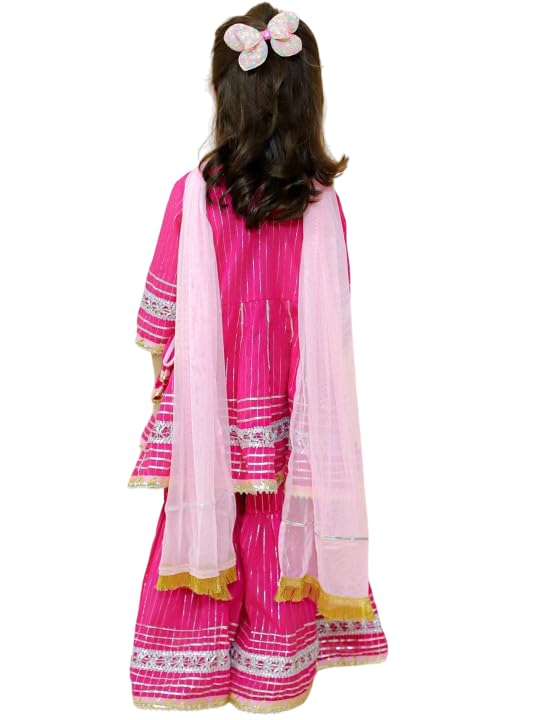 Image of LITTLE GINNIE Girls Kurta Sharara Set | Traditional Ethnic Wear for Kids