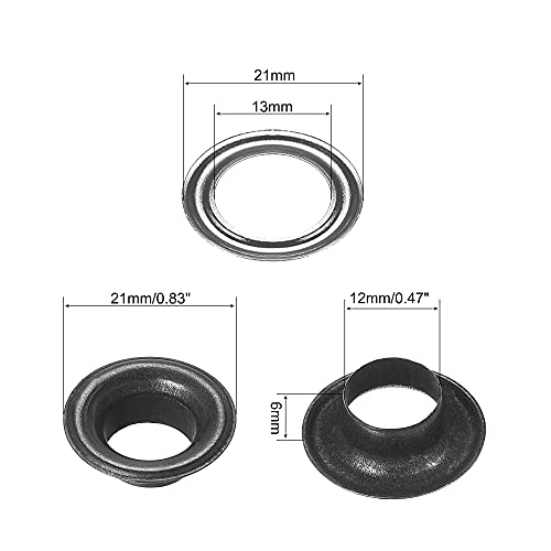Uxcell Grommet Tool Kit 50 Sets 1/2" Copper Grommets Eyelets With 3Pcs Install Tools, 12Mm Inside Dia. Dim Gray #TOP2
