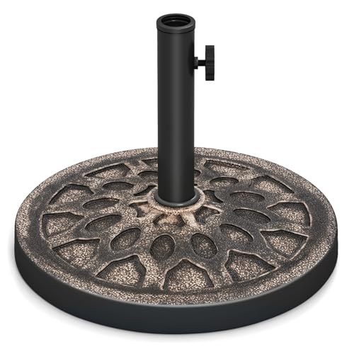 Tangkula 30 lbs Heavy Duty Umbrella Base, Round Parasol Holder with Adjustable Knob for ?1.5-?1.9 Pole, Resin Umbrella Stand with Decorative Pattern, Easy Setup
