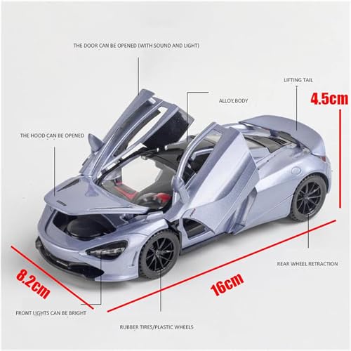 Image of 1:32 Mc Laren 720 Toy Car Metal Car for Kids Scale Model Diecast Light Sound Openable Door Pullback