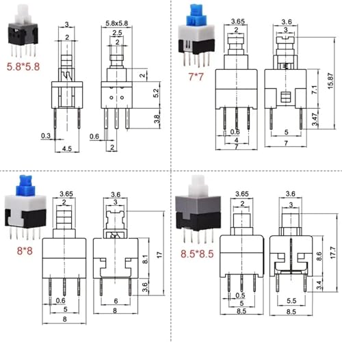 Bouton-poussoir tactile haut de gamme 8x8mm à verrouillage mécanique avec cap bleu - 5