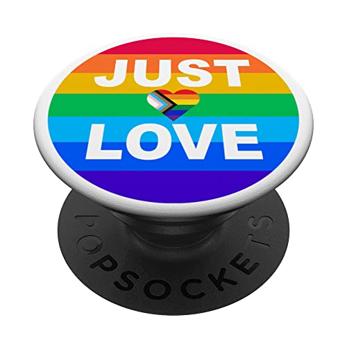 Rainbow Heart LGBTQ Pride Just Love PopSockets PopGrip Intercambiable