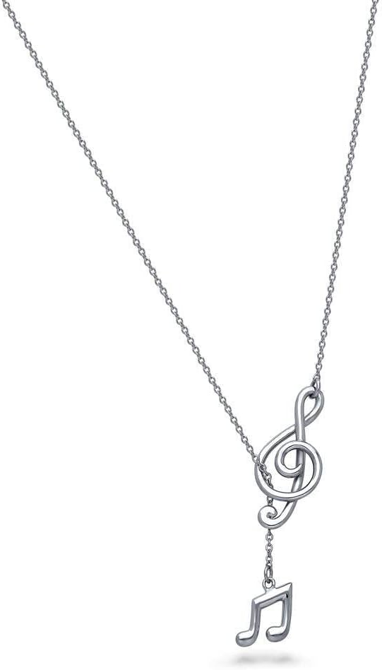BERRICLE Sterling Silver Treble Clef Music Note Fashion Necklace and Earrings Set for Women, Rhodium Plated - Image 4