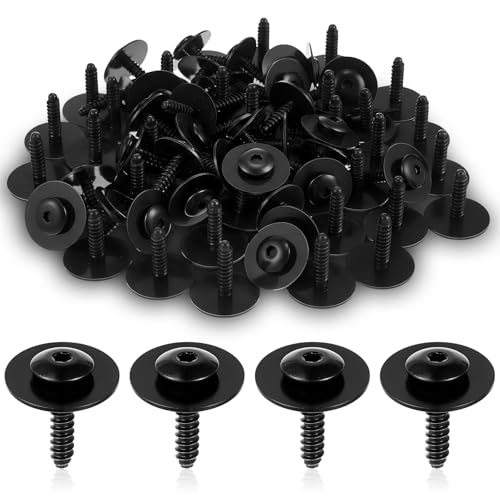 Image of 100 Pcs Fender Liner Screws Compatible with Gm 11548270, Wheel Splash Shield Bumper Cover Fastener Kit Replacement Bolt Screws for Inner Fender Air Deflector Grille Panel Automotive Repair Clips
