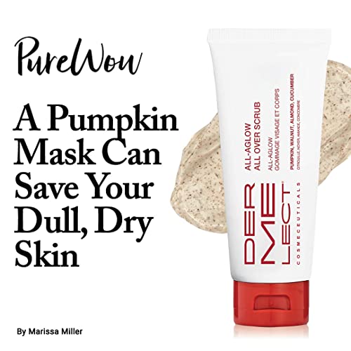 Dermelect All-Aglow All Over Scrub- Gentle Antioxidant Pumpkin Exfoliator For Face + Body, Resurfaces, Smooths, Softens & Brightens, Perfect For Dullness, Flaky Rough Skin, Dryness Clogged Pores 3.3 Oz #TOP5