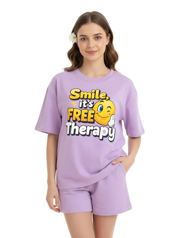 my swag Women Printed Nightwear Set | Cotton T-Shirt with Shorts | Comfortable Home Wear & Co-ord Set for Girls-picture-9