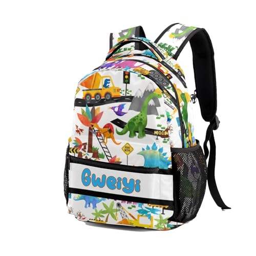Dinosaur Print Personalized Student Backpack for Boys Girls Customized School Bookbags,Kindergarten Elementary Middle School Waterproof Large Capacity for Dinosaur Backpack for Boys GirlS2