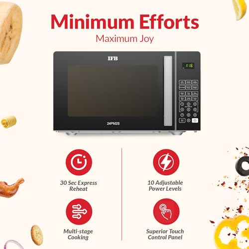 IFB 24 L Solo Microwave Oven (24PM2S, Silver, 69 Indian and Continental