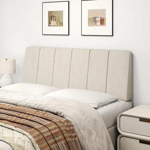 Liiwepo Full Size Headboard Only-No Assembly Upholstered Headboard Full Size Linen Fabric Modern Style Headboards Extra-Thick Beige