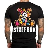 StuffBox TShirtSTB-1144 - Camiseta de manga corta para hombre, diseño de oso de peluche, color negro, Negro , L