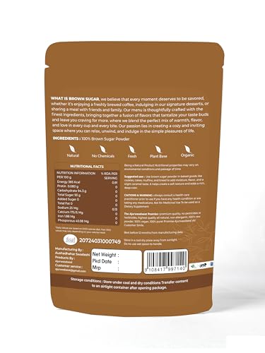 Image of AJURWEDAEAT Brown Sugar Organic Natural Sweetener Powder Unrefined Healthy Alternative No Preservatives Fine Granules for Tea Coffee Baking Made in India (950 GM)