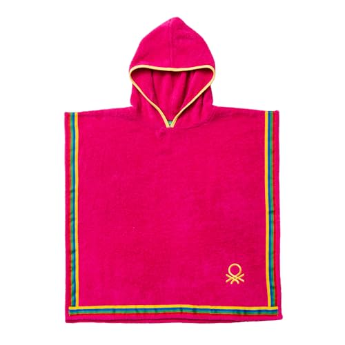 UNITED COLORS OF BENETTON. Accappatoio poncho per bambini, unisex, per bambini, confezione da 1, Rosa, 7-14 años