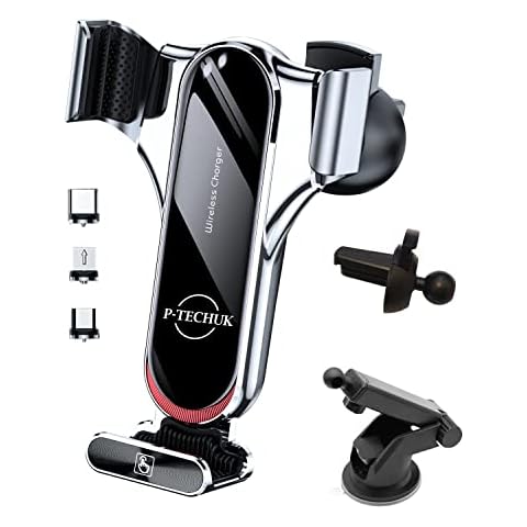 P-TECHUK 15W Fast Charging Wireless Car Charger Phone Holder for Car Air/Windscreen Mount compatible with Samsung Phones Cover
