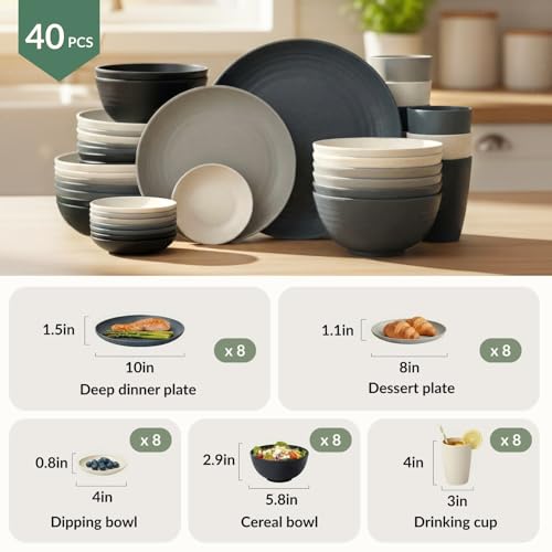 Up to 30% Off Homienly 40-Piece Wheat Straw Dinner Set - Image 3