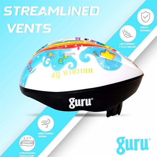 Image of GURU Cycling Helmet, Light Weight with Superior Ventilation, Helmet for Mountain, Road Bike & Skating Helmet with Premium White EPS Foam Lining, Ideal for Adults and Kids