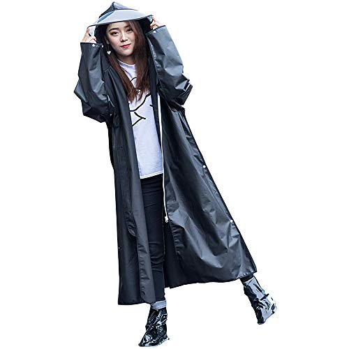 YaXuan Multifunctional EVA Raincoat, Stylish Transformable Rain Poncho Unisex Rain Cape Outdoor Hiking Poncho Environmental Rain Coat,Black,XL
