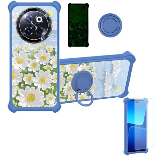 jioeuinly Case Compatible for Zte Axon 60 Phone Case Cover [with Tempered Glass Screen Protector][Hard PC + Soft Silicone][Ring Support] [Luminous Effect] YGL-CJ