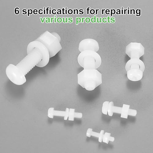 530 Stk Nylon Kunststoff Schrauben und Muttern und Unterlegscheiben Set, Flachkopfschrauben, Kreuzschlitz Rundkopfschrauben Muttern Set, metrische Sechskantschrauben - M2/M2.5/M3/M4/M5/M6