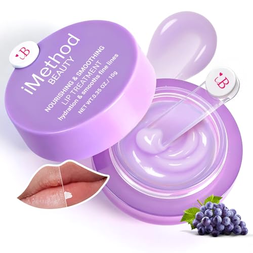 iMethod Lip Mask Overnight - Lip Sleeping Mask for Dry Lips, 8-Hour Hydrating Lip Balm with Hyaluronic Acid, Intense Moisturizing Lip Treatment to Nourish & Repair - Grape