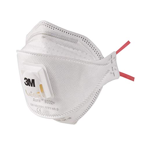 Image of 3M Aura Disposable Respirator 9332A+, FFP3, Non Woven Fabric, Flat Fold Mask, Elastic Headband Anti Air Pollution Respirator (Pack of 20)