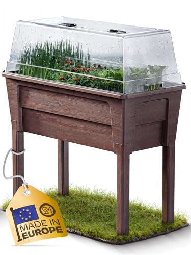 Ondis24 Victoria Jardinière de jardin pour balcon, jardinière avec serre, volume 50 l, réservoir d'eau, irrigation goutte à goutte, pieds amovibles, convient pour...