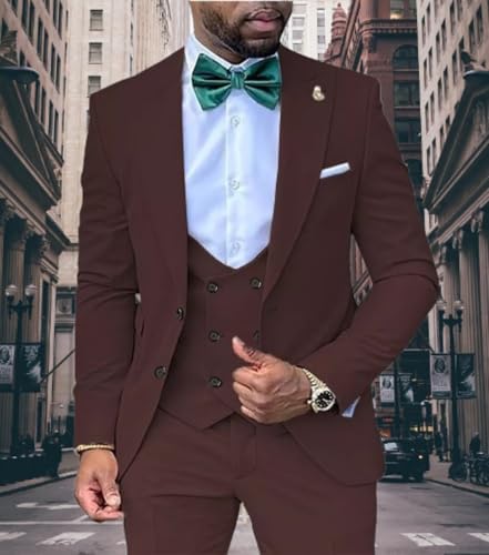 Mens 3 Piece Slim Fit Suit 2 Button Jacket Double Breasted Vest Pants Formal Suit Tuxedo Set for Wedding Party Dinner2