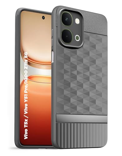 Image of Back Cover for Vivo Y51 Pro 5G Camera Protection 3D Hexa Cube Design Silicone Protective Bumper Back Case for Vivo Y51 Pro 5G - Grey