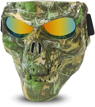 BOROLA Motorcycle Goggles Mask Skull Motocross Riding Sunglasses Comic Role Cos(E-Series, Green Camo)