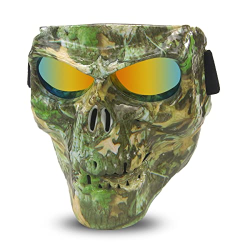 Borola Motorcycle Goggles Mask Skull Motocross Riding Sunglasses Comic Role Cos(E-Series, Green Camo) #TOP16