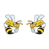 1Pair Bumblebee Inspired Waterproof Car Stickers 4.92'x5.12',Durable PVC Material, Sun-Resistant, Fun Cartoon Hornet Design for Exterior Decoration |#AZ207