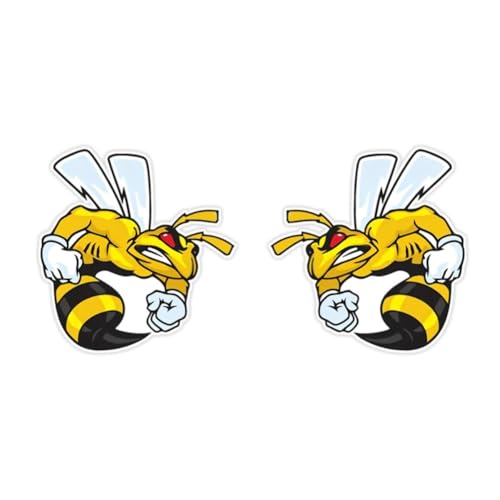 1Pair Bumblebee Inspired Waterproof Car Stickers 4.92"x5.12",Durable PVC Material, Sun-Resistant, Fun Cartoon Hornet Design for Exterior Decoration |#AZ207