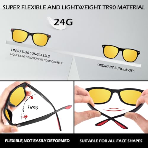 LINVO Polarized Sunglasses for Men and Women, Ultralight TR90 Driving Fishing Golf HD UV400 Shades2
