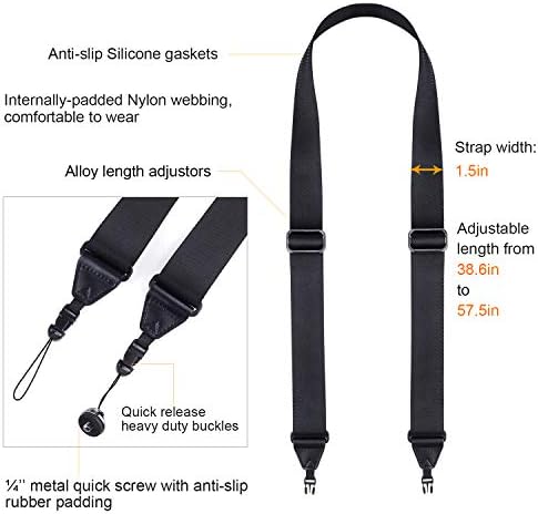waka Rapid Slide Camera Neck Shoulder Strap with Quick Release, Adjustable Camera Sling Strap for Nikon Canon Sony Fuji Panasonic Olympus Pentax Any DSLR Camera, Black