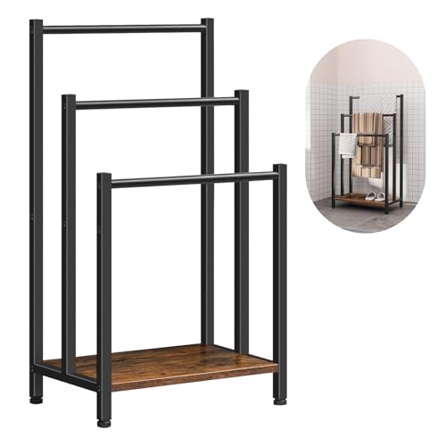 Towel Rack, Towel Holder Bathroom Freestanding, Towel Ladder Standing with 3 Rails, Towel Holder Stand for Clothes, Bath Towels, Blankets