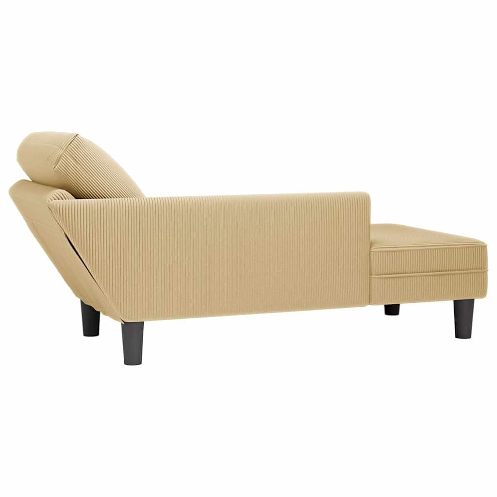 Szezlong szaro-zielony z poduszką ze sztruksu, 132 x 56 x 70 cm, ergonomiczny leżak relaksacyjny do salonu, sypialni, biura, lounge, z tapicerowanym leżakiem, otomaną i poduszką lędźwiową