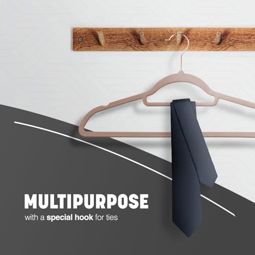 Keplin Velvet Hangers 20 Pack - Non-Slip Clothes Hangers With Tie Bar & 360° Hook - Durable & Sturdy, Space-Saving Wardrobe Organisers For Suits, Jackets & Clothes- Home Storage Solution (Blush Pink) - 6