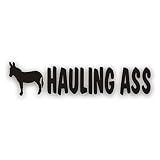 Hauling Ass Decal Bumper Sticker for Donkey Or Mule Truck Or Horse Trailer 2 1/2 x 10 1/2 Inch Black