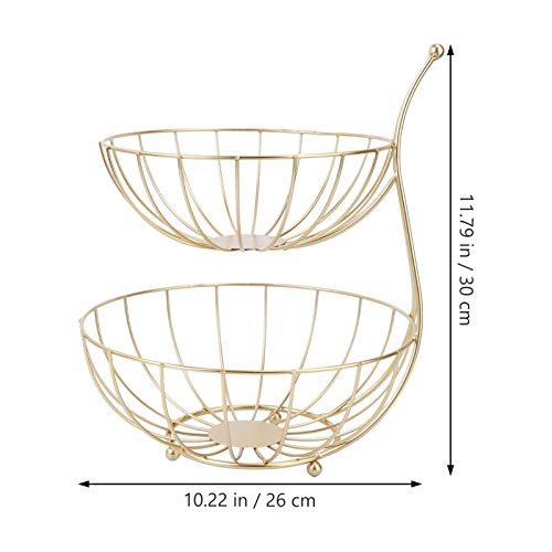 Cabilock – Cesta de armazenamento de frutas de metal com duas camadas para mesa de frutas, suporte p