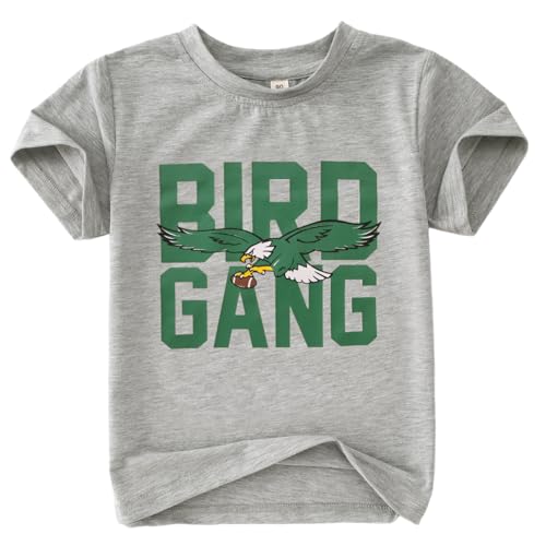 KEKEMI Toddler Boy Girls Football Ballgame Shirts Sundays for The Birds T-Shirt Game Day Outfit Sport Tees Football Fan Tops(Gray 18-24Months)