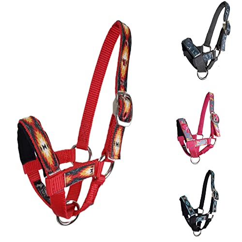 Tahoe Tack Nylon Overlay Alpaca Halter with Padded Noseband (Red Aztec, Small) by Tahoe Tack - Used condition - CA$43.00