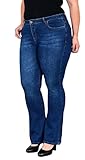 ESRA Jeans Damen Bootcut Jeanshose Flared High Waist Schlaghose Hose Stretch Schlagjeans bis Übergröße Plussize FB1, Jeansblau J114