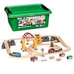 BRIO World Deluxe Cargo Wooden Railway Train Set – Large Wooden Train Track with Freight Train, Crane, Wagons, Loads & Accessories, Expandable BRIO World Set, Toy Gift for Kids Age 3 Years and Up