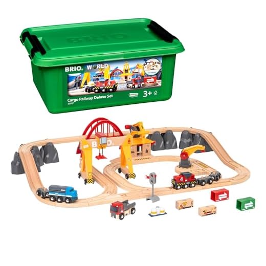 BRIO 33097 Cargo Railway Deluxe Set | 54 Piece Train Toy with Accessories and Wooden Tracks for Kids Age 3 and Up,Multi