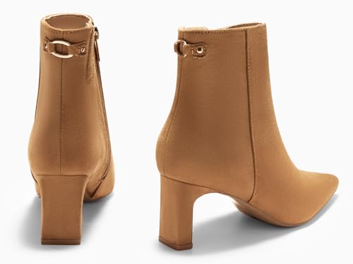 Image of Coutgo Womens Ankle Boots Chunky Heel Closed Toe Booties Side Zipper Winter Dress Shoes